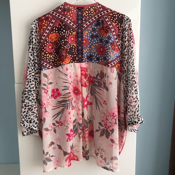 VINCENTE Embroidered Floral Kimono Duster Cardigan S/M - Picture 7 of 13